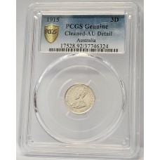 AUSTRALIA 1915 . THREEPENCE . PCGS GENUINE